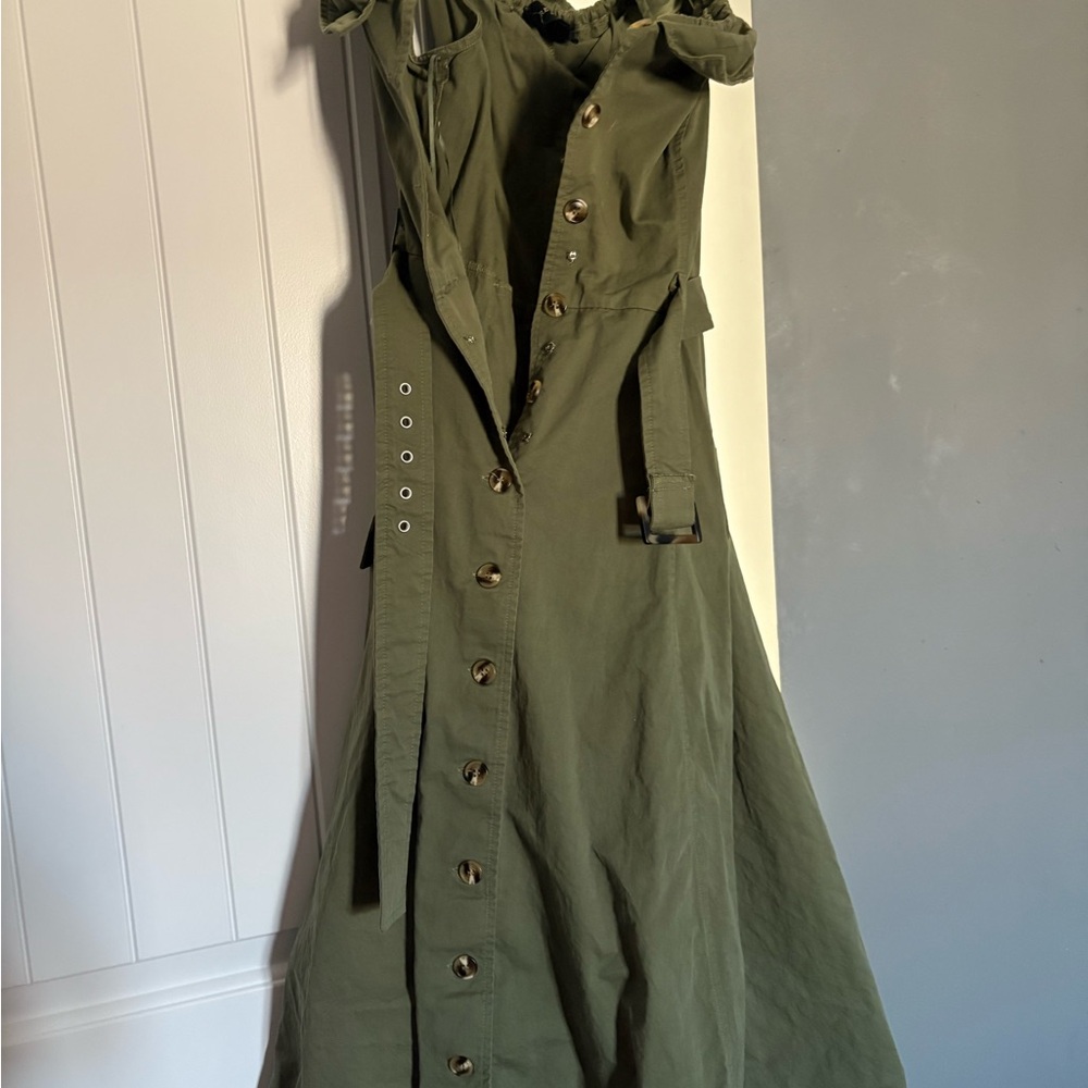 Vici Olive Green Off-Shoulder Maxi Dress